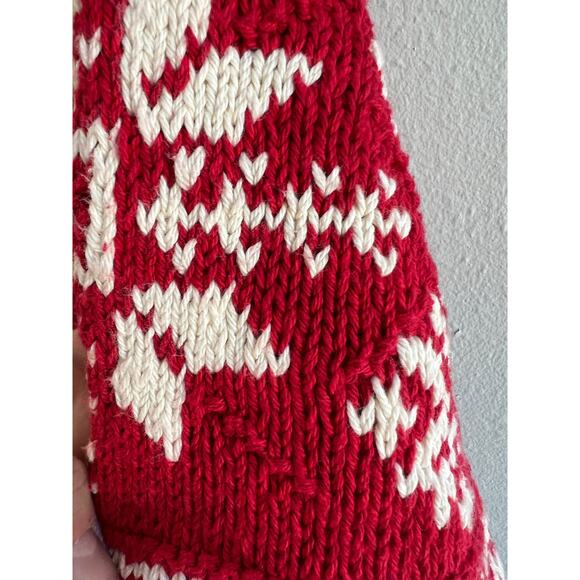 Ralph Lauren Vintage Hand Knit Red & Ivory Snowflake Mock Neck Ski Sweater Small - Picture 9 of 13